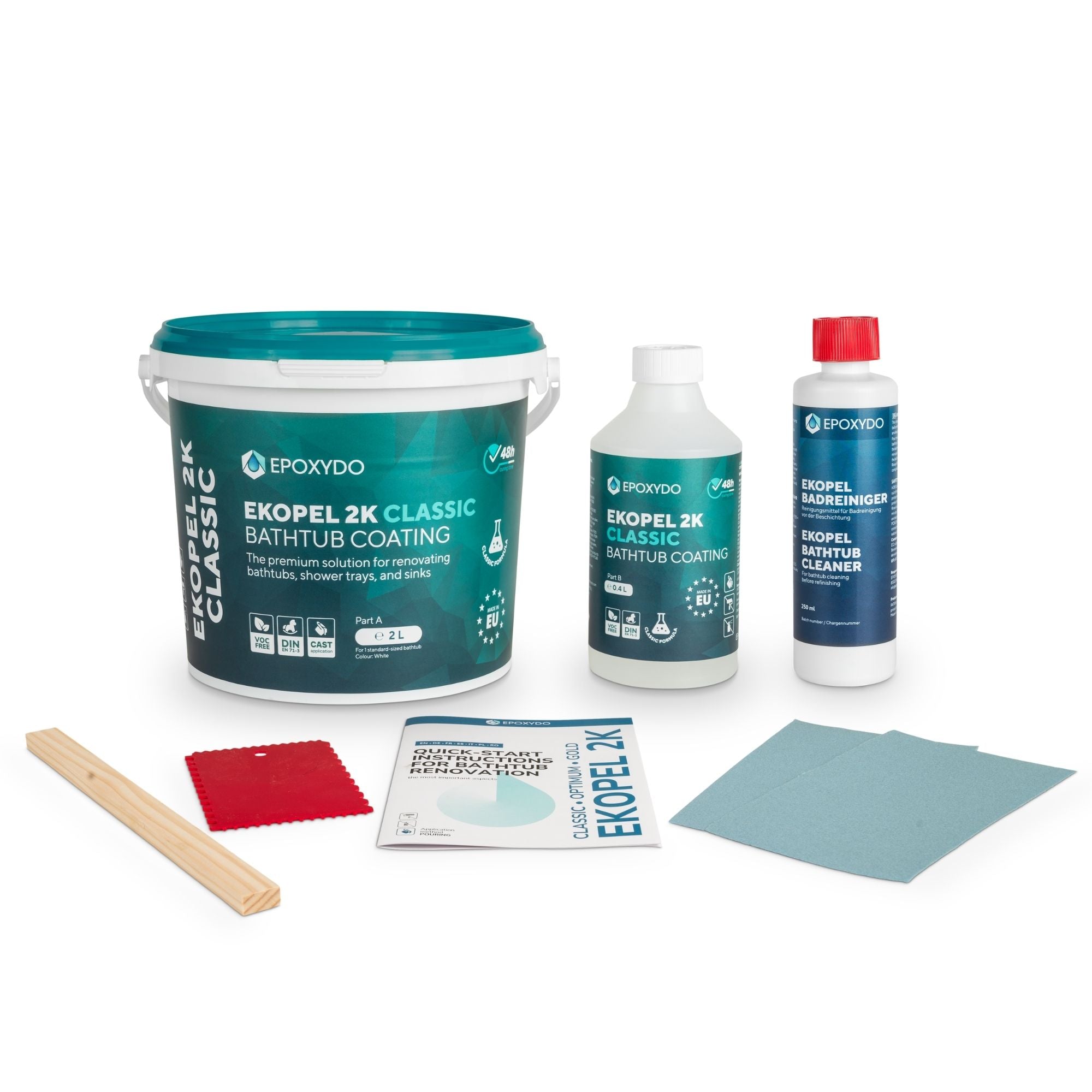 EKOPEL 2K-CLASSIC Vernis pour baignoire. Kit complet. Temps de durcissement : 48H.
