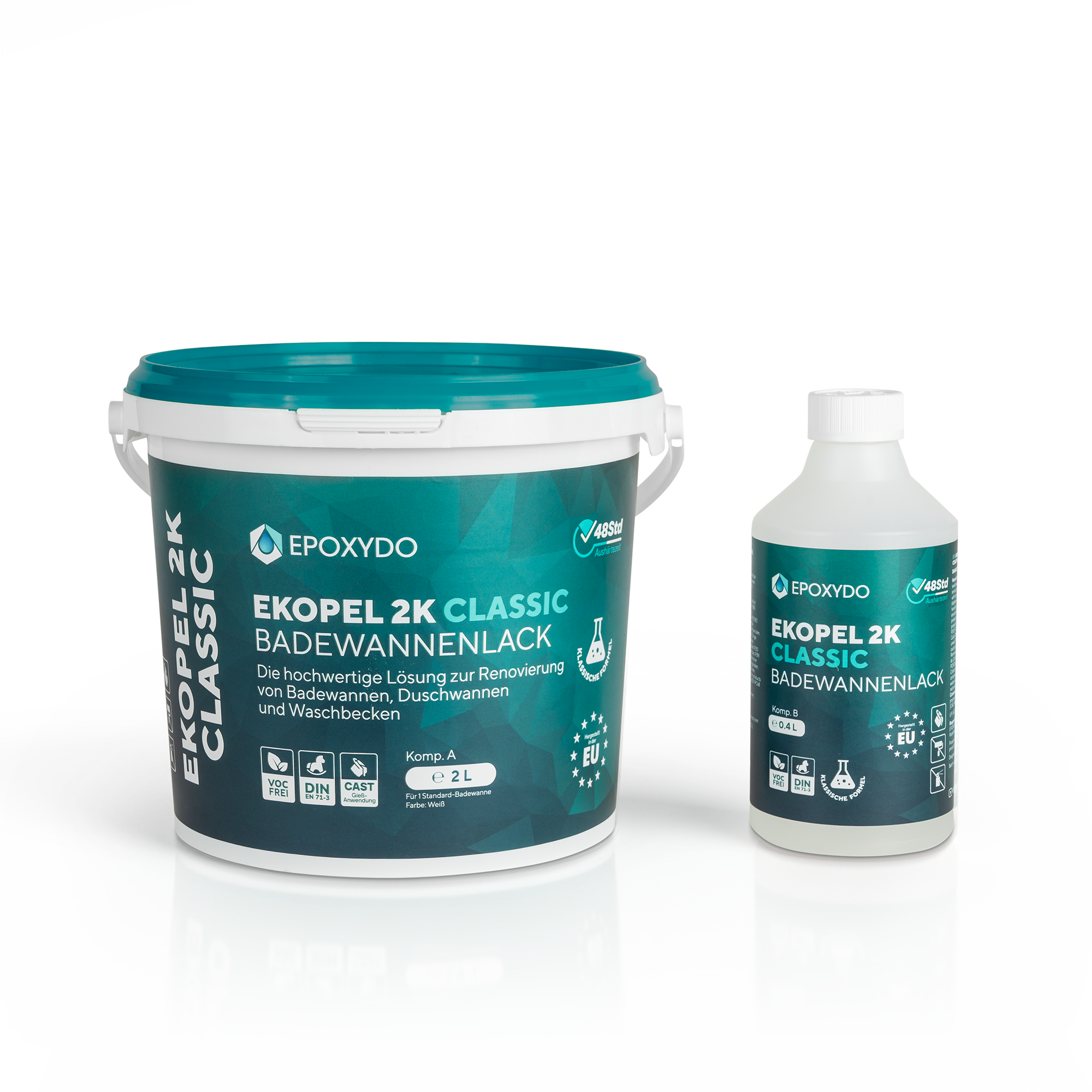 EKOPEL 2K-CLASSIC Vernis pour baignoire. Kit complet. Temps de durcissement : 48H.